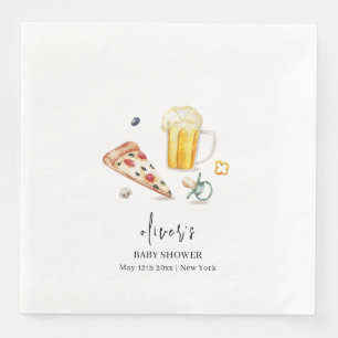 Rustic Pizza Beers Pacifier Baby shower Servet