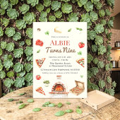 Rustic Pizza Party 9th Birthday Invitation