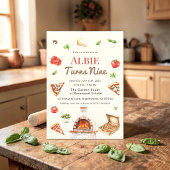 Rustic Pizza Party 9th Birthday Invitation