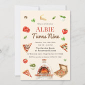 Rustic Pizza Party 9th Birthday Invitation (Devant)