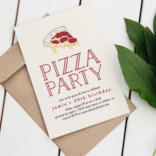 Rustic Pizza Party Invitation Kaart