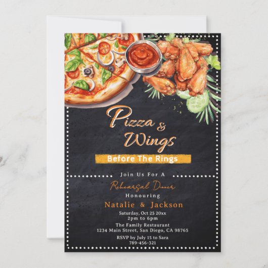 Rustic Pizza & Wings Before The Rings Rehearsal Kaart (Voorkant)