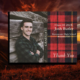 Rustic Plaid  Afstudeeruitnodiging & Bedankje Briefkaart