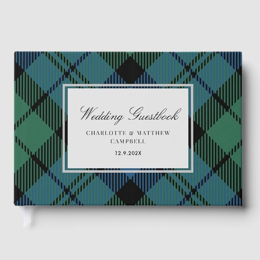 Rustic Plaid Campbell Custom Wedding Tartan Gastenboek (Voorkant)