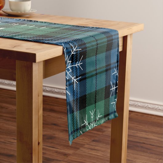 Rustic Plaid Campbell Tartan Korte Tafelloper (Voorbeeld)