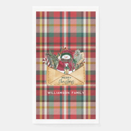 Rustic Plaid Christmas Custom Family Servet (Voorkant)