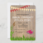 Rustic Plaid Community Potluck Picnic Invitation (Devant)