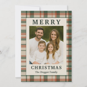 Rustic Plaid Custom Christmas Photo Card Feestdagenkaart