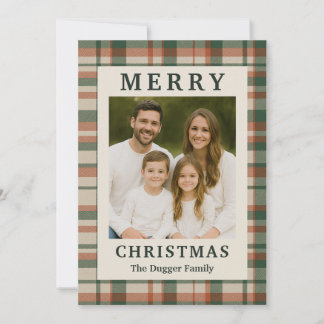 Rustic Plaid Custom Christmas Photo Card Feestdagenkaart