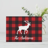 Rustic Plaid Deer Personalized Holiday Card Feestdagenkaart (Staand voorkant)
