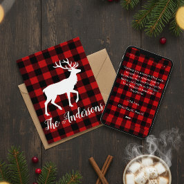 Rustic Plaid Deer Personalized Holiday Card Feestdagenkaart