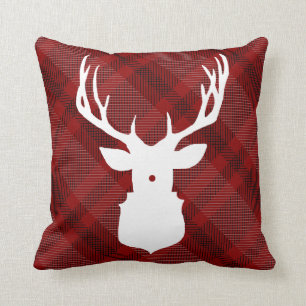 RUSTIC PLAID DEER   STYLISH HOLIDAY PILLOW KUSSEN
