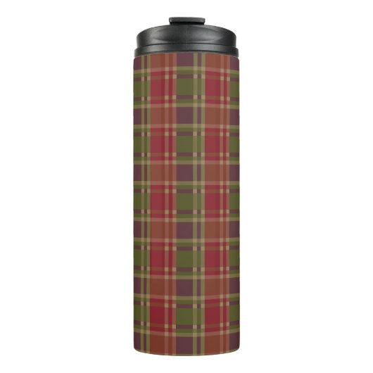 "Rustic Plaid Elegance" Patroon Thermosbeker (Voorkant)