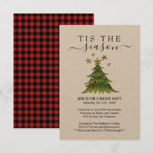 Rustic Plaid Holiday Party Uitnodiging