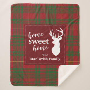 Rustic Plaid Home Sweet Tartan Sherpa Deken