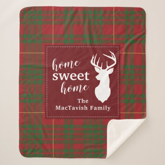 Rustic Plaid Home Sweet Tartan Sherpa Deken (Voorkant)