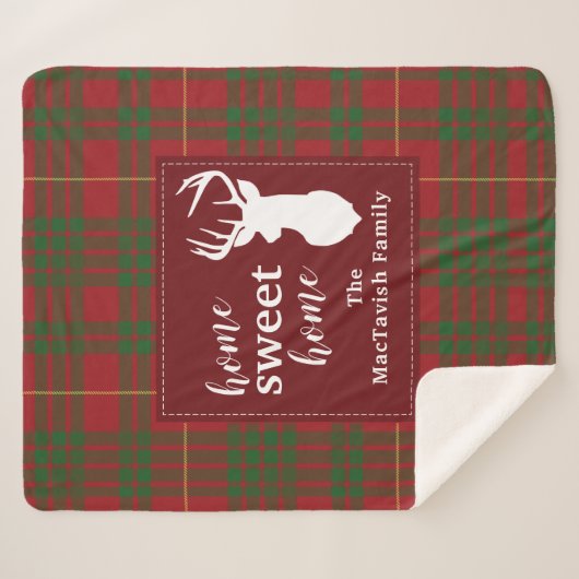 Rustic Plaid Home Sweet Tartan Sherpa Deken (Voorkant (horizontaal))