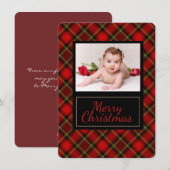 Rustic Plaid Joyeux Carte photo de Noël (Devant / Derrière)