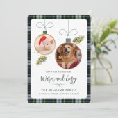 Rustic Plaid Kerstmis 2 Foto's Tartan Vakantie (Staand voorkant)