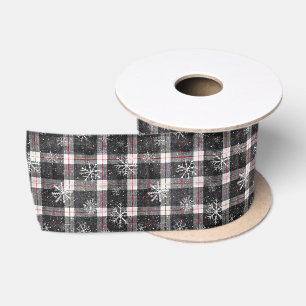 Rustic Plaid Kerstmis Winter Sneeuwvlokken Lint