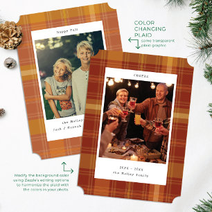 Rustic Plaid Kleurveranderende Foto Vakantie Cheer Feestdagenkaart