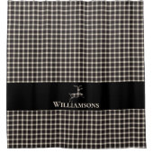 Rustic Plaid Monogram Deer | Crème Wit Zwart Douchegordijn (Voorkant)