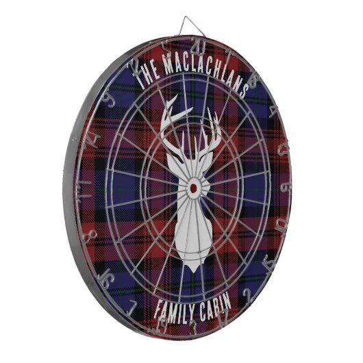Rustic Plaid Paarse familienaam Tartan Custom Dartbord (Voorkant Links)