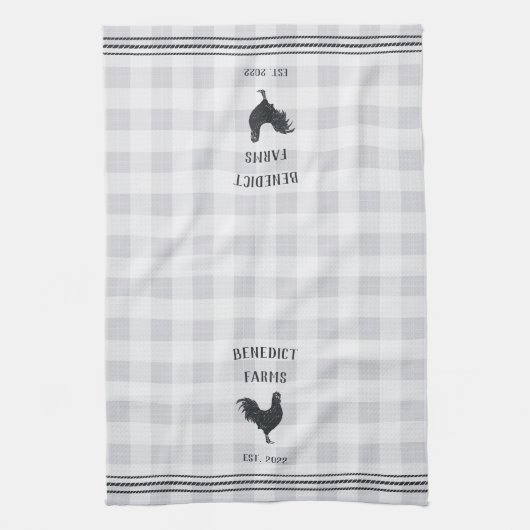 Rustic Plaid Personalized Boerderij Name Theedoek (Verticaal)