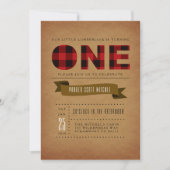 Rustic Plaid Premier Invitation de fête d'annivers (Devant)