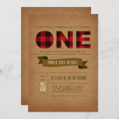 Rustic Plaid Premier Invitation de fête d'annivers (Devant / Derrière)