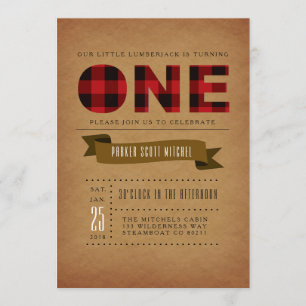 Rustic Plaid Premier Invitation de fête d'annivers