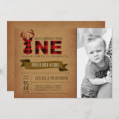 Rustic Plaid Premier Invitation de fête d'annivers (Devant / Derrière)