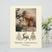 Rustic Plaid Reindeer Trees Holiday Card Feestdagenkaart (Staand voorkant)