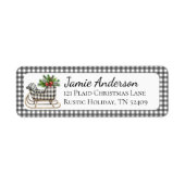 Rustic Plaid slee Christmas retouradres Etiket (Voorkant)