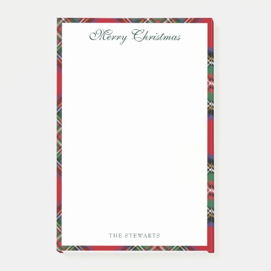 Rustic Playscript Christmas Stewart Tartan Post-it® Notes (Voorkant)