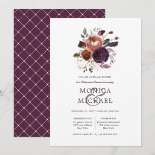 Rustic Plum   Bloemen en veren repetitie van binne Kaart