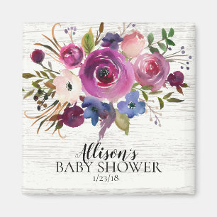 Rustic Plum Blue Lavender Shower Favor Magnet Magneet