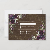 Rustic Plum Paars Gold Wood Fall Wedding RSVP (Achterkant)