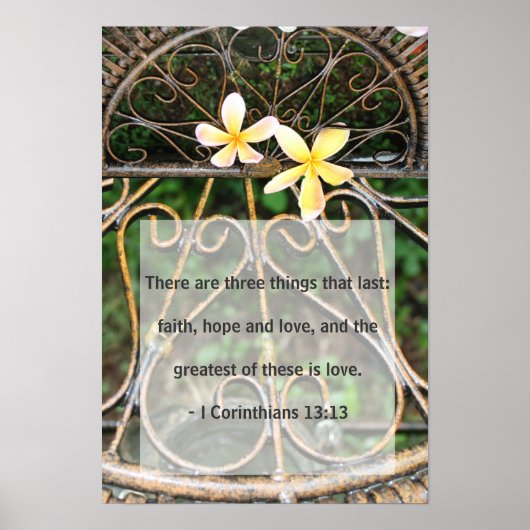 Rustic Plumeria Frangipani Bijbel Love Quote Poste Poster (Voorkant)