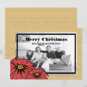 Rustic Poinsettia Carte Plat Photo Fête (Devant / Derrière)