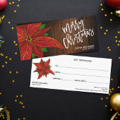 Rustic Poinsettia certificat de Noël Carte cadeau