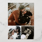 Rustic Poinsettia Floral Black kerstbruiloft Folie Uitnodiging (Achterkant)