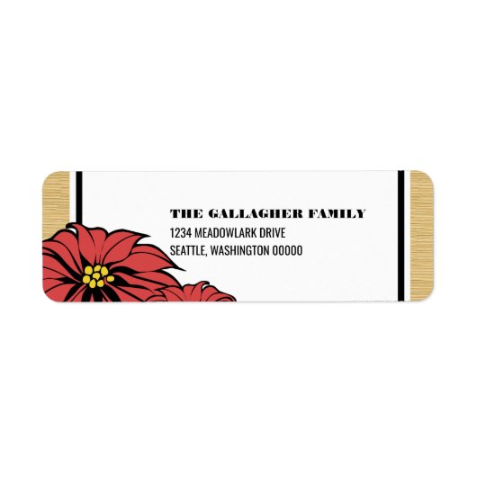 Rustic Poinsettia Holiday Etiket (Voorkant)
