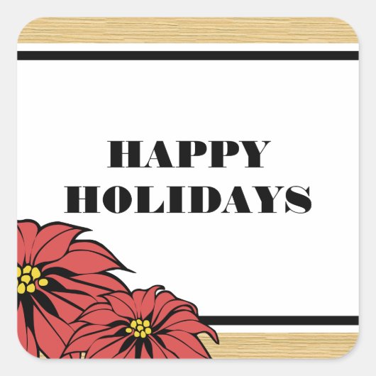 Rustic Poinsettia Holiday Vierkante Sticker (Voorkant)