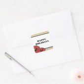 Rustic Poinsettia Holiday Vierkante Sticker (Envelop)