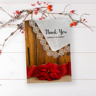 Rustic Poinsettia Winter Barn Wedding Bedankt