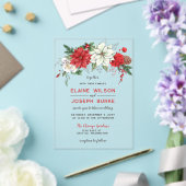 Rustic Poinsettia Winter Foliage Pine cone Wedding Acryl Uitnodigingen (Insitu (Huwelijk))