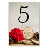Rustic Poinsettia Winter Wedding Table Numbers Kaart (Achterkant)