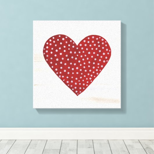 Rustic Polka Dot Valentijn Heart Canvas Afdruk (Insitu (Houten vloer))