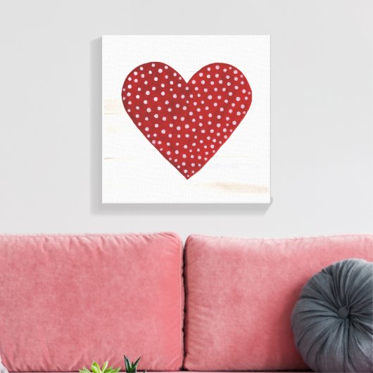 Rustic Polka Dot Valentijn Heart Canvas Afdruk (Insitu (Woonkamer))